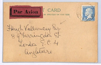 FRANCE-GB Airmail VALLANCEY Card 1925 STAMP EXPO Paris AVIATION DAY FLIGHT WY145 - Image 1 of 4