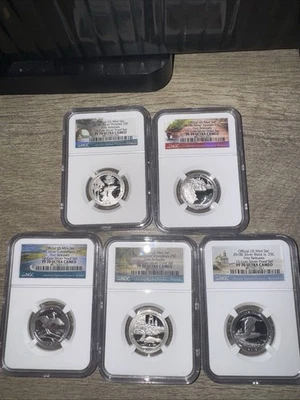 2018 S Silver Reverse Proof Set Quarters NGC PF 70 First Releases US MINT - Image 1 of 2