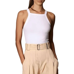 A.L.C. Womens Hannah White Stretch Tank Top L BHFO 9950 - Picture 1 of 2