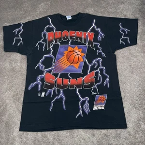 Black Vintage Phoenix Suns T-shirt Size L Salem Sportswear Lightning NBA Single - Picture 1 of 6