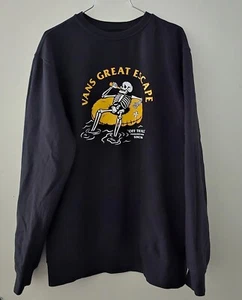 Men's Vans Permanent Vacation Black Crew Neck Sweatshirt UK sz: L - Picture 1 of 11