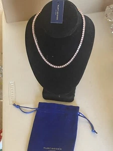 KURT GEIGER LONDON GOLD TONE PLATED TENNIS COLLAR NECKLACE IN LIGHT PINK 16” - Picture 1 of 12