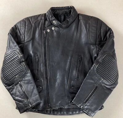 Vintage Heavy Leather Biker Jacket Cafe Racer Jacket Black Size 40 - Image 1 of 4