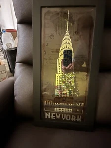 Framed Mirror Art New York Chrysler Building 20”x10” - Picture 1 of 4