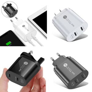 For iPhone 12 Pro Max Adapter 2 Port PD Plug 40W Fast Wall Charger USB-C Type C - Picture 1 of 15