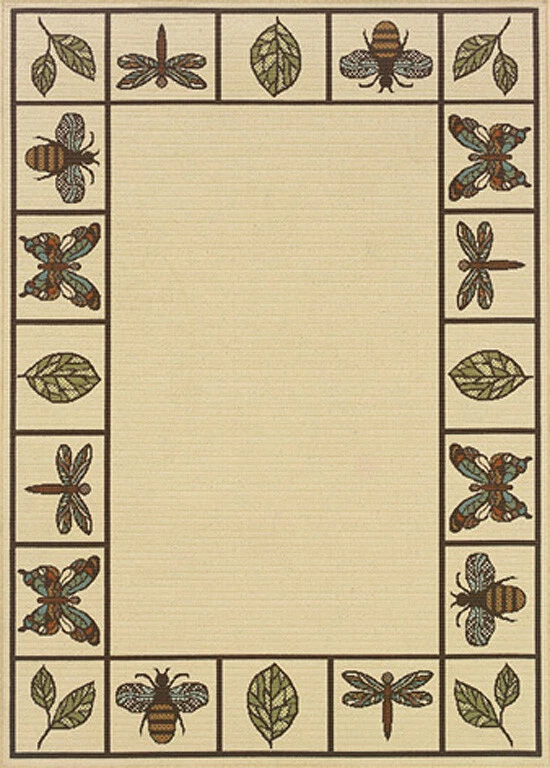 Alfombra 4x6 Cajas Esfinge Hojas Transicional Marfil 2266W - Aprox 3' 7" x 5' 6" Foto 1 de 1