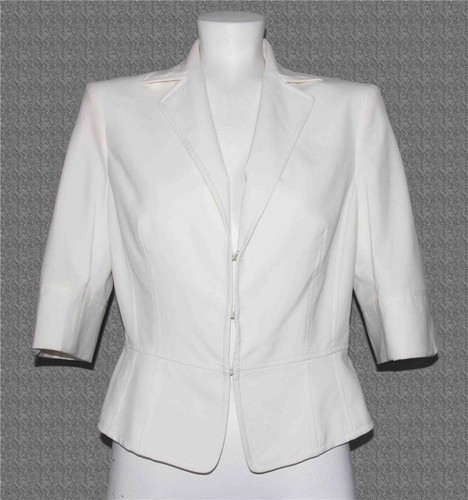 OFF WHITE Blazer bianco sporco limitato manica a 3 4 pieghe gonna inferiore foderata posteriore Wm's 8