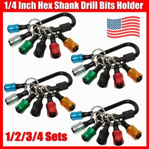 7-28 Pcs 1/4" Hex Shank Quick Release Keychain Screwdriver Drill Bit Holder Sets - Picture 1 of 20
