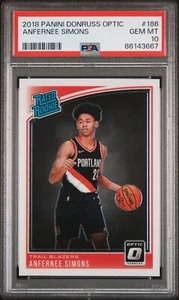 2018 Panini Donruss Optic Anfernee Simons PSA 10 Rookie #186 Trail Blazers - Picture 1 of 2