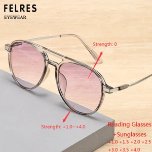 Gafas de sol ligeras piloto TR90 bifocales tintadas hombres mujeres - Imagen 1 de 13