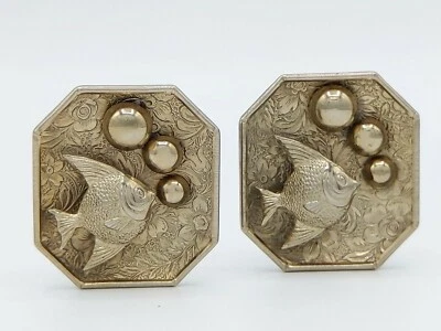 Pendientes retro de oro con pez ángel  Foto 1 de 4