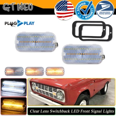Luces de señal de estacionamiento LED transparentes Switchback lentes para Ford Bronco 1966 1967 1968 Foto 1 de 4