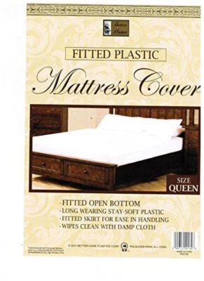 BETTER HOME USA Queen Mattress Cover White Fitted Plastic Protector