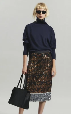 Falda Rachel Comey Cater nueva con etiquetas en lentejuelas negras, bronce y plateadas talla 0 Foto 1 de 4
