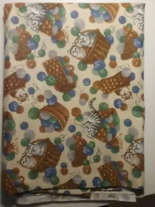 Nähen Stoff Katze Katzen Körbe Garn 56"x45" - Bild 1 von 2