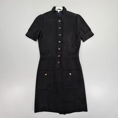 Yves Saint Laurent Womens Dress Black Small Mini Button Front Rive Gauche - Image 1 of 4