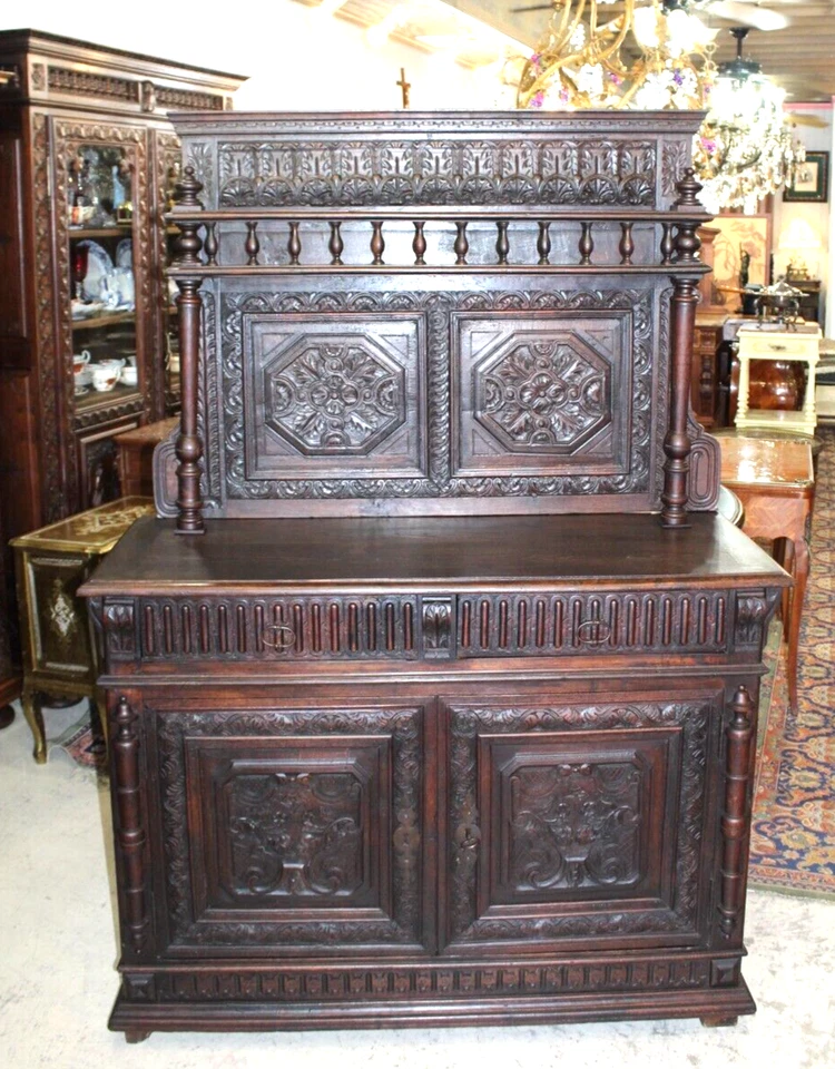 Servidor buffet de carvalho renascentista francês antigo | Aparador esculpido c.1820 - Imagem 1 de 1