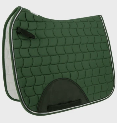 Schabracke Equitheme Sport grün mit Paspel silber/schwarz Dressur