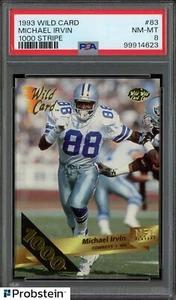 1993 Wild Card 1000 Stripe #83 Michael Irvin Cowboys HOF PSA 8 NM-MT - Picture 1 of 2