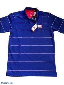 NY New York Giants NFL Icon Antigua Polo •Men S• Blue Stripe Golf Shirt NWT - Picture 1 of 8