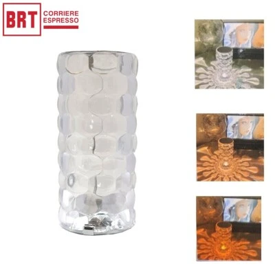 LAMPADA DA TAVOLO LED RICARICABILE TIPO CRISTALLO POLDINA BATTERIA TOUCH - Immagine 1 di 4