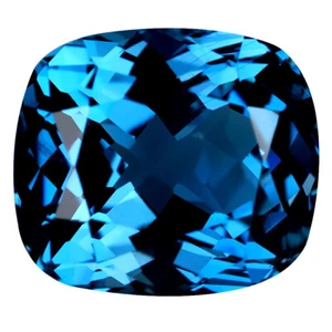 17.16 ct Fair Cushion (15 x 13 mm) Heated Brazil London Blue Topaz Gemstone - Picture 1 of 2