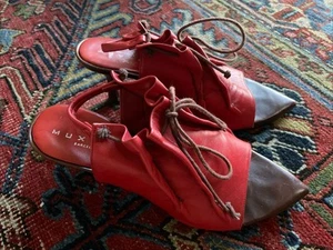 Vintage y2K 90s Muxart Red Brown Slingback Leather Heels Gr. EU 38,5 US 8 - Bild 1 von 14