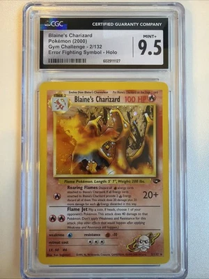 Blaine's Charizard 2/132 CGC 9.5 Energy Symbol ERROR Gym Challenge Holo Misprint - Image 1 of 2