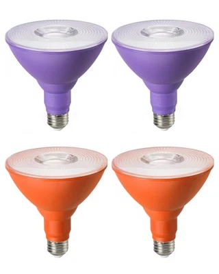 Christmas Decorations PAR38 Purple & Orange LED Flood Light Bulbs Outdoor, Di... - Image 1 of 4