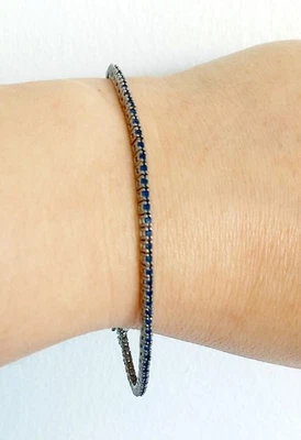 BRACCIALE TENNIS in ARGENTO 925 e Swarovski blu BRACELET STERLING SILVER & blue - Immagine 1 di 4