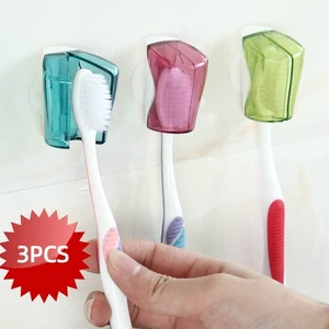 3PCS with Suction Cup Toothbrush Cover Wall Mount Toothbrush Dust Cap Bathroom - Picture 1 of 10