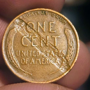 1945 Wheat Cent Detached Lamination Error Reverse Major - Picture 1 of 2