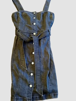 Vestido de mezclilla negro con cinturón para mujer White House Black Market talla 8 Foto 1 de 4