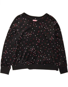 KATE SPADE Womens Velour Sweatshirt Jumper UK 16 Large Black Polka Dot DJ93 - Picture 1 of 3