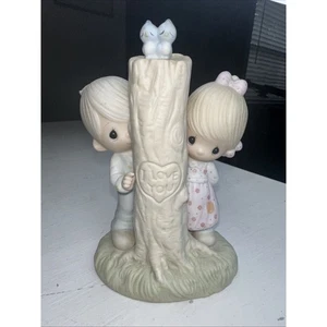 Precious Moments Couple By Tree Thee I Love 1979 E-3116 5 3/4" T x 4" x 2 3/4" - Picture 1 of 8