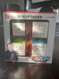 Qiyi Speed Cube Set 4 Pack Magic Puzzles Cube 2x2 3x3 4x4 5x5 Stickerless Cubes - Picture 1 of 6