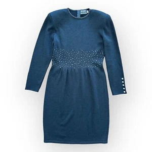 Don Sayres for Wellmore Vintage Black Long Sleeve Embellished Dress Size 10 - Picture 1 of 8