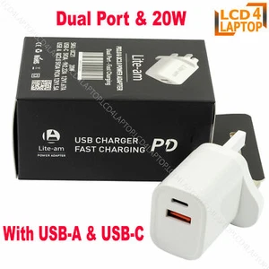 For Sony Fast Dual Port Plug Adapter Fast Charge 20W Xperia Pro 1 II 5 II L4 XZ1 - Picture 1 of 26