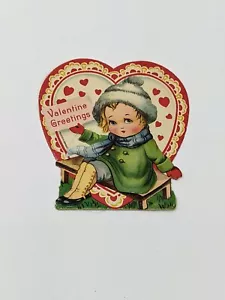Vintage German Printed Die Cut Embossed Child Valentine's - Picture 1 of 2