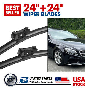 Windshield Wiper Blades Set of 24"&24" Left Right For Mercedes-Benz CLS63 AMG S