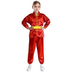 Boys Girls Kung Fu Suit Tai Chi Outfit Satin Set Stand Collar Tops Comfortable - Picture 1 of 64