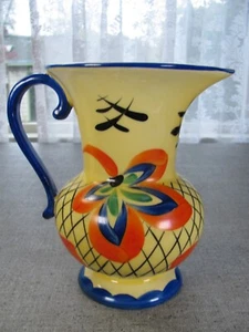 Vintage Lostro Czechoslovakia Hand painted Pottery 1 Litre 7 1/2" Pitcher MINT - Picture 1 of 10