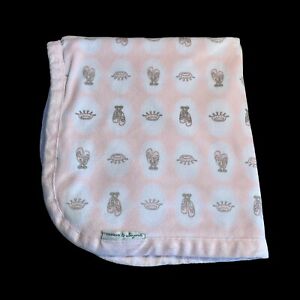 Blankets and Beyond Crowns Ballet Slippers Pink Plush White Minky Baby Lovey