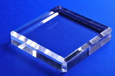Clear Acrylic Square Beveled Display Base, 6" W x 6"L x 1" H FREE SHIPPING - Image 1 of 4