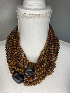 Gerda Lynngaard Monies Amber Beaded Multi strand Long Statement Necklace Vintage - Picture 1 of 8