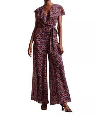 Ted Baker Surya с оборками широкие ноги комбинезон черный размер 4 новый с Ярлыками $325 - Изображение 1 из 4