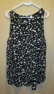 Top Old Navy Plus sin mangas blanco y negro para mujer talla 2X flores blancas sobre negro - Imagen 1 de 18