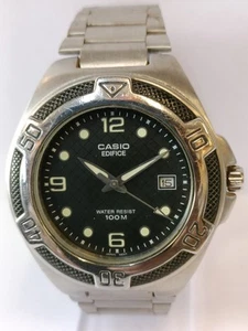CASIO EDIFICE CUARZO ESFERA NEGRA EF-101 JAPÓN HOMBRE ESTADO FUNCIONANDO - Imagen 1 de 21