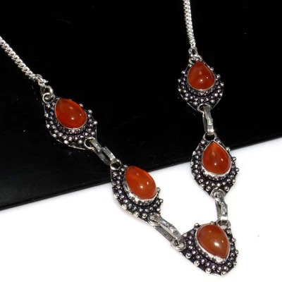 Collar Cornalina Chapado en Plata 925 16" Nueva Llegada GW Foto 1 de 3