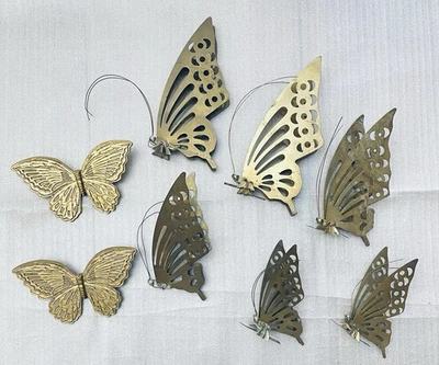 复古 MCM 蝴蝶墙装饰 批量 – 6 黄铜 & 2 HOMCO 塑料 阅读 — 第 1/4 张图片